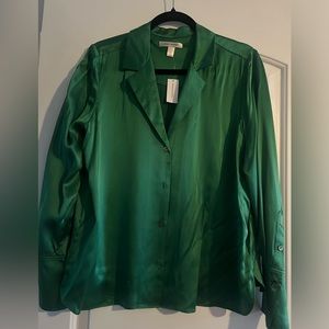 Green silk blouse